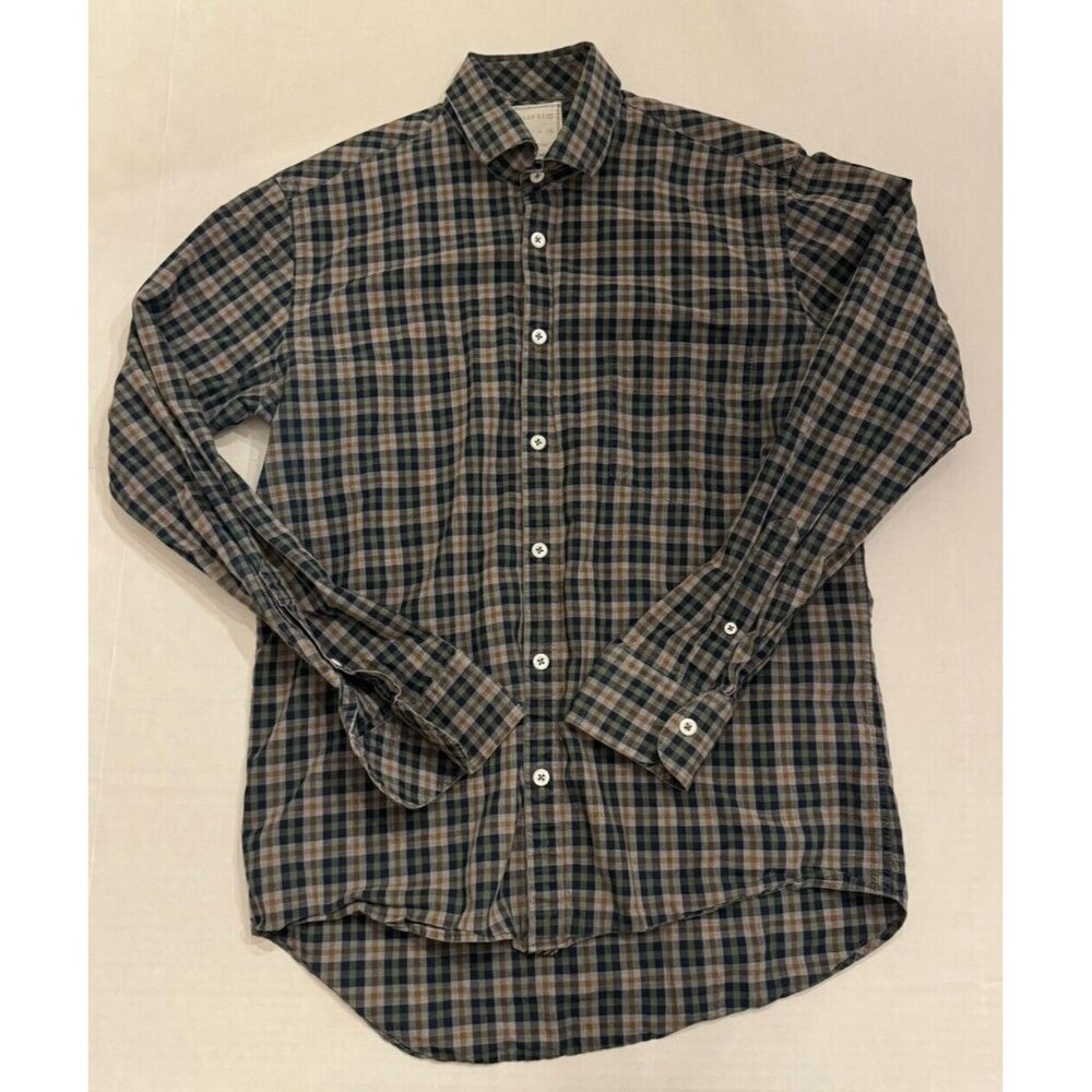 Billy Reid Button Up Shirt Small Brown Checked Outdoors Dress Casual Cotton
